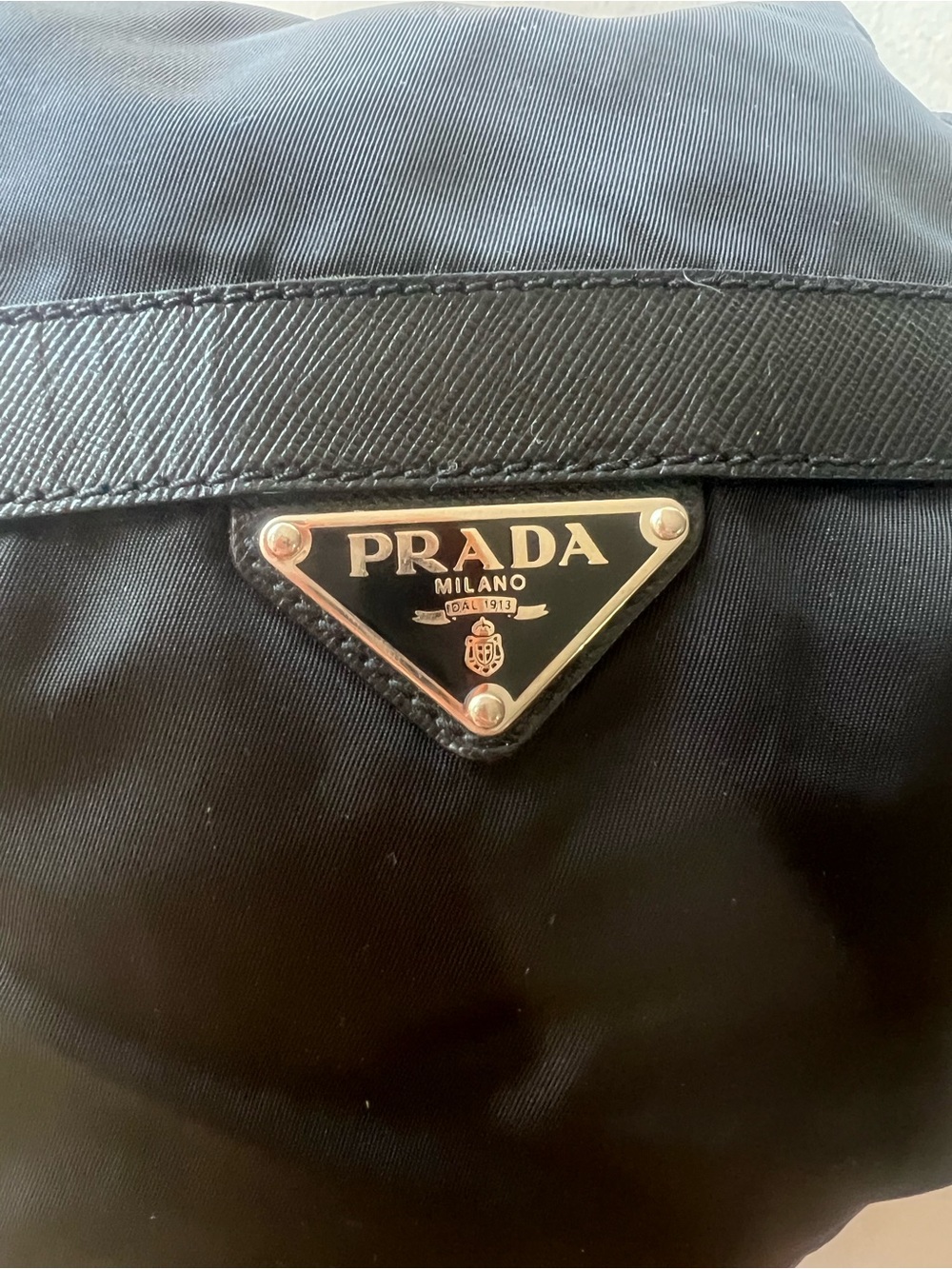 Prada Black Nylon Bag with Triangular Logo Plaque